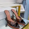 Amina 女性のハイヒールの靴クリスタルサテンサマーサンダルハイヒールの靴光沢のあるレザーセクシーなオープントゥパーティーダンスシューズドレスシューズ 35-42