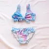 Gradient Kids Girls Bikini Set Tie Dye Swimwear Swimming Suit Summer Children Biquini Infantil Swimsuit A244 220426