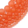 Andra 6 8 10 12 mm Frosted Orange Chalcedony Matt Pärlor Naturliga stenar runda för smycken som tillverkar armband halsband diyother Toby22