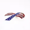 10 Pcs/Lot American Flag Brooch Crystal Rhinestone Enamel Ribbon Shape 4th of July USA Patriotic Pins For Gift/Decoration