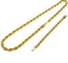 18k vergulde gouden kettingen 24" Inch 5mm heren dames gele ketting touw hip hop gedraaid touw gebakken deeg twist ketting set