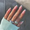 False Nails 24pc四角いカラーエッジの取り外し可能なプレスフレンチコフィンウェアラブルフルカバー偽のネイルチップ卸売Z155 Prud22