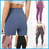 LU-32 Yoga Outfits Solid Color Women yoga pants High Waist Sports Gym Wear Leggings Elastic Fitness Lady Overall Full Tights Workout Yoga Outfits pants
