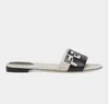 Lyxig designer dam sandaler tofflor glidplatta F-Logo Bicolor Flat Sandals äkta läder och gummisula med låda 35-42