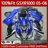 Suzuki GSXR 1000 CC K5 GSX-R1000 2005 2006 Bodywork 122no.108 GSXR-1000 GSXR1000 1000CC 05 06 GSX R1000 05-06注入モールドフェアリングキットブルーブラックBLK