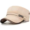 Boll Caps Fashion Flat Cap Vintage Washed Cotton Military Top Mens Justerbar monterad tjockare vinter varm hatt Sunshadeball
