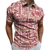Polos pour hommes Modèles tribaux traditionnels polynésiens T-shirt pour hommes Samoa Impression Revers à manches courtes Pull Casual Zip ShirtMen's Men'sM