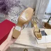 Chunky Heels Dress Shoes 6 8.5CM Sling Back Ankle Strap Women Banquet Shoe Fashion Pyramid Rivets Pumps Designer Heel