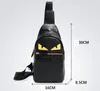 Hoge kwaliteit Little Monster Eye PU lederen tas Borsttas Mode Heren Schoudertassen Kleine Messenger Travel Devil Borst Casual