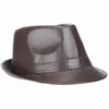 Sombreros de ala ancha Mistdawn Cuero de alta calidad Fedora Trilby Hat Gentleman Winter Panama Cap