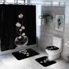 Non Slip Toilet Seat Cover Bath Mat Polyester Waterproof Shower Curtain Set Bathroom Carpet Home Decor Bathroom Foot Mat T200624287c