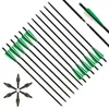 Flechas de besta 20 22 polegadas setas de carbono misto diâmetro 88 mm ponta tiro com arco caça tiro removível seta verde 220812213K7618181