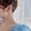 Clip-On skruv tillbaka 2022 Trendig lång fjärilsklippörhängen Örkrok Pärlklämmor utan genomborrade öronkedja Kvinnor Girls Jewelry