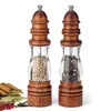 木製の塩胡pepperセット木材とアクリルミルズ調整可能な粗さセラミックグラインダークッキングキッチンツール8インチ220524