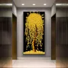 그림 추상 황금색 돈 트리 캔버스 그림 오일 북유럽 현대 거실 홈 장식 포스터 벽 예술 그림 인쇄