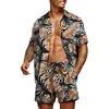 Men's Tracksuits Hawaiian Men's Fashion Sets Summer Print Short Sleeve Shirt Button Beach Shorts Two Set Casual Vacation 2 Piece Suit