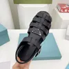 Women Designer Sandals Foam Rubber Sandal Fashion Platform Slides Triangle Metal Slippers Retro Beach Loafers Round Toe Sandal With Box BO248