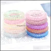 Hair Rubber Bands Jewelry Candy Color Telephone Wire Cord Tie Girls Kids Elastic Hairband Ring Women Rope Bracelet S Dh1M0