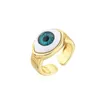 Classico anello in rame placcato in oro 18 carati con perline dell'occhio diabolico, misura regolabile, gioielli per uomo e donna