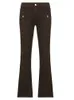 Ropter Y2K Brown Flare Jeans Сплошные карманы Kawaii брюки с низкой талией эстетический гранж Fairycore jogger Casual Basic 220727