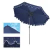 US STOCK Outdoor Patio Umbrella 9-Feet Flap Market Table Umbrella 8 Sturdy Ribs with Push Button Tilt and Crank W41921424