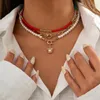 Hänghalsband boho pärlfrö pärlor kort choker halsband för kvinnor 2022 mode skiktad pärlkedja med nacke juvelrypendant