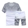 1Set Summer Portswear Tracksuits Men Short Sleeveved Sports Suit gedrukt Ademend SweatSuit Tracksuit voor mannen Tweede stuks sets 220611