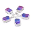 Pendant Necklaces 5 PCS Xmas Gifts Big Offer Shine Square Purple Bi-Colored Tourmaline Silver Pendants For Holiday Party GiftsPendant