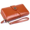 Wallets Oil Wax Leather Women Fashion Long For 2022 Luxury Stitching Clutch Bag Female Zipper Card HolderWallets