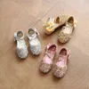 Kinderen Kleine Peuter Baby Meisjes Bowknot Pailletten Glitter Sandalen Sinlge Schoenen voor Kinderen Meisjes Prinses Party Trouwschoenen Nieuwe G220418