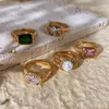 Luxurio in acciaio inossidabile zircone anello femminile annatura vintage anelli perle a spirale intrecciati per donne feste donne regali di gioielli