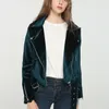 Ailegogo printemps automne femme fausse veste courte en cuir en daim avec ceinture moto zipper lac coat bleu manteau dames outwear 220815