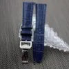Cinghie di orologi in pelle fascia orologi blu con barra primaverili per IWC Air in magazzino