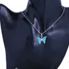 Collane con ciondolo a forma di farfalla blu colore argento timbrato regalo di anniversario di moda collana opale OP855Pendant