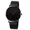 Luxury New Geneva Men Wristwatches Minimalist Ultra Thin Watches Simple Men Business Stainless Steel Mesh Belt Quartz Watch 13 colors