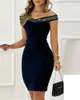 Seksowna lady głęboka v scyk bodycon sukienki letnie bez pleców rękawów moda moda