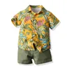 Top and Top New New Hawaiian Styeian Bids Clothing Capele Clothing Floral Short Shorths Camiseta Amarillo Camiseta 3 PCS Caballeros J220711