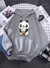 Kvinnors hoodies tröjor huvtröja liten panda dricka mjölk te tryck hoodie streetwear söta vinterkläder överdimensionerade lösa kvinnor 230206