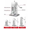 Komercyjne 7L Manual Sausage Machine Maszyna Mięta Restauracje Restauracje pionowe wypychanie ze stali nierdzewnej wytłaczarki