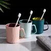 Rince-bouche Tasses Ménage Simple Brossage Dents Tasse Lavage Couple Nordique Brosse À Dents Tasse Ensemble Creative Dent Cylindre Net Rouge