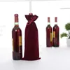 50 Pcs Velours Bouteille De Vin Cordon Sacs Pochette Cadeau Velours Faveur De Mariage Titulaires Sacs 15X36 cm Bleu Vin-Rouge Kaki