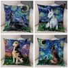 Pillow Case Colorful Pet Shepherd Dog Cushion Cover Pillow Case Covers Decor Oil Painting Cartoon Animal Short Plush case 45x45 220714