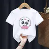 T-shirts White Kid Baby Animal With Floral Wreath Boy Tops Tee Children Summer Girl Gift Present kläder Drop Shipt-Shirts