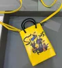 Mini torba na zakupy błyszcząca krokodyl wytłaczona oryginalna skórzana torba na telefon kwadratowy Tote Crossbody Płótno designerskie torebki cienkie okrągłe uchwyty na ramię