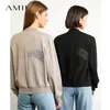 AMII Минимализм осенняя винтажная вышивка женщин короткая куртка мода с полным рукавом рыхлой молнии женский пальто 12030358 LJ201021