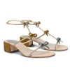 Summer Luxury Low-heeled Jewelled Sandals Shoes CATERINA Crystals Strap Bridal Wedding Sandalias Comfort Walking EU35-43