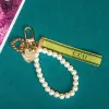 Designer Letter Keychain Pendant Keyring Fabric Pearls Chains Fashion Trendy Key Chain Mens Car Key Ring Womens Keychains Ornament245U