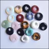 Charms Jewelry Findings Components 18Mm Assorted Natural Stone Crystals Gogo Donut Rose Quartz Pendants Beads For Jew Dhbk0