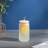 16oz Süblimasyon Boş Cam Su Şişesi Degrade Tumblers Kapaklı Buzlu Cam Su Kupası Yaz Içecek Mason Jar FY5241 0414