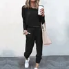 Kvinnors tv￥bitar byxor Kvinnor Spring 4 Set Women Set Casual Outfits Jogger Korean Sports Suit Tracksuit Black S Light Grey M